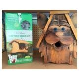 Audubon Bird Feeder (appears new) and Dog Themed Wood Birdhouse