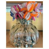 Jar of Home-Made Beaded Flowers