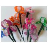 Jar of Home-Made Beaded Flowers