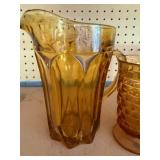 Amber Pitcher and Water Glasses