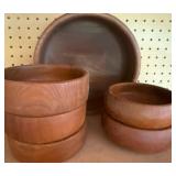 Wood Serving Bowl (approx 10") and (5) Salad Bowls (2 Styles)