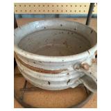 Hand-Thrown Pottery Soup Bowls (2) in a Metal Rack