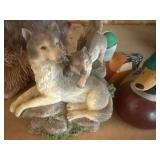 Squirrel, Frog Bank, Wolves and Ducks