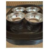 Thermo-Plate Platters (5), Thermo-Plate Liners (5) and 4 Metal Condiment Cups