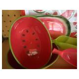 Large Hydro-Jug, Watermelon Platters/Bowls, 3 Piece Fish Set and Striped Plate