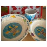 Large Hydro-Jug, Watermelon Platters/Bowls, 3 Piece Fish Set and Striped Plate