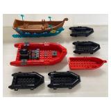 LEGO 60129 Red Police Patrol Boat, Boat w/ Waves, Black Rafts and Red Row Boat