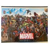 Marvel Poster in Plastic Frame, Superman Water Bottle (new) and Misc Pieces from Action Figures