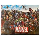 Marvel Poster in Plastic Frame, Superman Water Bottle (new) and Misc Pieces from Action Figures