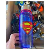 Marvel Poster in Plastic Frame, Superman Water Bottle (new) and Misc Pieces from Action Figures