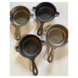 Cast Iron Pan (11") and Lodge Mini Pans (4)