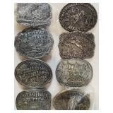 Hesston (7) and Coleman (1) Belt Buckles, Please See Pictures for Years, and a Bucle Buddy