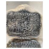 Hesston (7) and Coleman (1) Belt Buckles, Please See Pictures for Years, and a Bucle Buddy