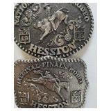 Hesston (7) and Coleman (1) Belt Buckles, Please See Pictures for Years, and a Bucle Buddy