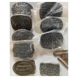 Hesston (7) and Coleman (1) Belt Buckles, Please See Pictures for Years, and a Bucle Buddy
