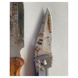Knives, One has Sheath and Sharpening Stone, Please See Pictures