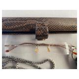 Glasses, Key Chains, Gold and Silver Toned Chains (one has broken clasp)