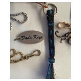 Glasses, Key Chains, Gold and Silver Toned Chains (one has broken clasp)