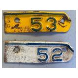 1953/52 License Plate Tabs