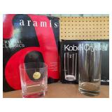 Aramis and Kobe Crystal Glasses, (4) in Each Box, Appear New