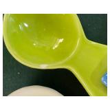 Bobby Flay 7"x10" Baking Pan, Fish Spoon Rest or Soap Dish and Measuring Spoons (one has minor chip)