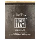 Bobby Flay 7"x10" Baking Pan, Fish Spoon Rest or Soap Dish and Measuring Spoons (one has minor chip)
