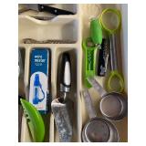Misc Kitchen Items, Metal Pitcher, Utensils, Drying Mat (new), and More (drawer is not included)
