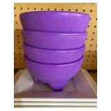 Purple Dip Bowls and (11) Melamine Square Plates (3 Sizes - 6/8/10")