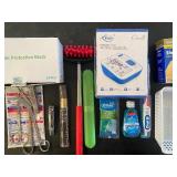 Misc Bathroom Cabinet Contents, Digital Blood Pressure Monitor, Masks and MORE