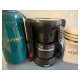 Gevalia Coffee Dispenser and Coffee Maker w/ Filters (both new) and a Canister