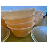 Vintage Fire King Iridescent Soup Bowls (12), 2 Glass Lids, 4 Dessert Bowls