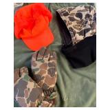 Hunter Orange and Camo Hat/Gloves in a Militaty Laundry Bag
