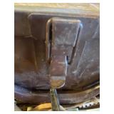 Metal Box w/ Vintage Hair Pins/Curlers, One Very Dirty Canvas WWII Boot Cover