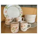 Wildflower Meadow Dinnerware by Marjolein Bastin, Setting for 4, Mugs, Dinner and Dessert Plates, Bowls