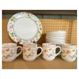 Wildflower Meadow Dinnerware by Marjolein Bastin, Setting for 4, Mugs, Dinner and Dessert Plates, Bowls (in box)