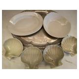 Metal Platter, Vintage Dishes, (4) Clam Bowls