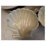 Metal Platter, Vintage Dishes, (4) Clam Bowls