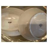 Metal Platter, Vintage Dishes, (4) Clam Bowls