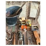 Ash Bucket/Shovel, Level, Door Knobs and Misc Metal Pieces/Parts