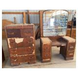 Vintage Mirror Vanity and Chest of Drawers, Project Pieces, Please Read Description