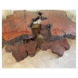 Raw Edge Dark Wood Accent Tables (2), Match Lot 857