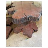 Raw Edge Dark Wood Accent Tables (2), Match Lot 857