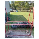 Large Rolling Tire Rack (holds approx 12 tires, tires in background NOT part of lot) - Please Read Description