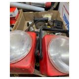 Shelf of Shop Supplies - Oil Pans, Tools, Flashlights and LOTS MORE