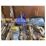 Shelf of Shop Supplies - Tools, Pipe Cutter, Tire Irons and LOTS MORE