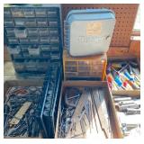 Shelf of Shop Supplies - Part Organizers w/ Contents, Screwdrivers and LOTS MORE