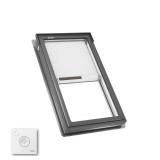 Retails for $634! 21 in. X 37-7/8 in. Fixed Deck Mount Skylight with Laminated Low-E3 Glass, White Solar Powered Room Darkening Shade