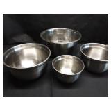 STAINLESS STEEL NESTING BOWLS Largest is Approximately 6 Quart and Other Three are Crofton w/ Silicone Anti-Slip Bottoms STAINLESS STEEL NESTING BOWLS Largest is Approximately 6 Quart and Other Three are Crofton w/ Silicone Anti-Slip Bottoms