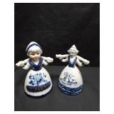 DUTCH MILKING GIRL FIGURINES, ONE DELFT STYLE AND ONE WITH COLOR DUTCH MILKING GIRL FIGURINES, ONE DELFT STYLE AND ONE WITH COLOR