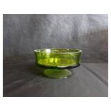 NAPCO 1192 GREEN GLASS CENTERPIECE VASE AND UNMARKED LIGHT GREEN FOOTED BOWL NAPCO 1192 GREEN GLASS CENTERPIECE VASE AND UNMARKED LIGHT GREEN FOOTED BOWL